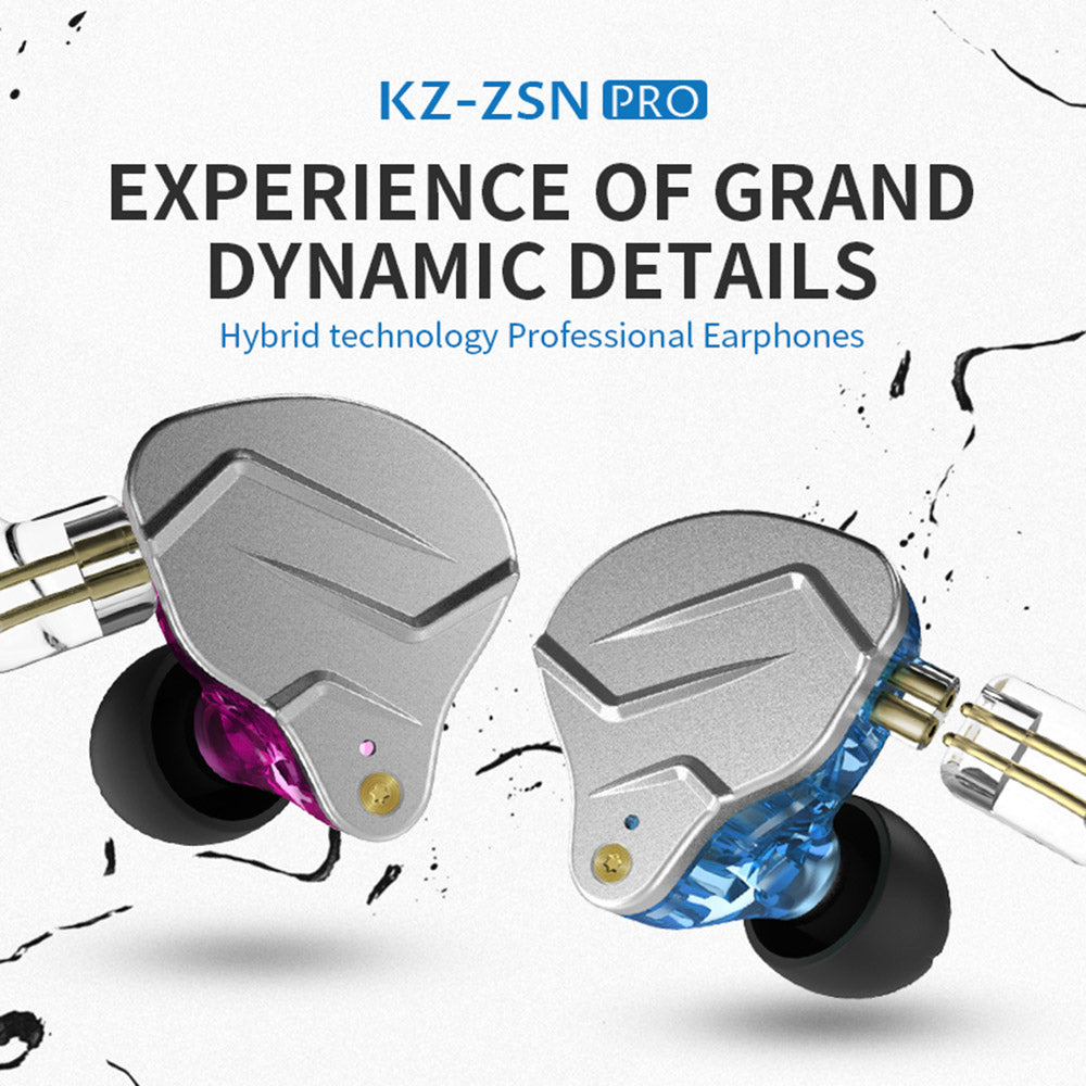  KZ ZSN Pro X in Ear Monitors 1BA with 1DD Dual Driver Wired  Noise Cancelling Earbuds Deep Bass Stereo Sound Headphones with 3.5 Plug  2PIN Detachable Tangle-Free Cable (Gold, with Mic) 